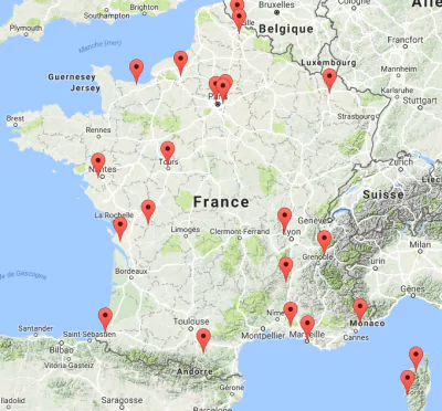 carte de france des installateurs Frog publicité