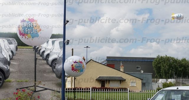 10 ballons sur trépied et 1 dirigeable pour les portes ouvertes Glinche automobile