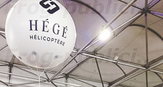 PLV salon professionnel: ballon publicitaire à l’hélium | Hégé hélicoptère