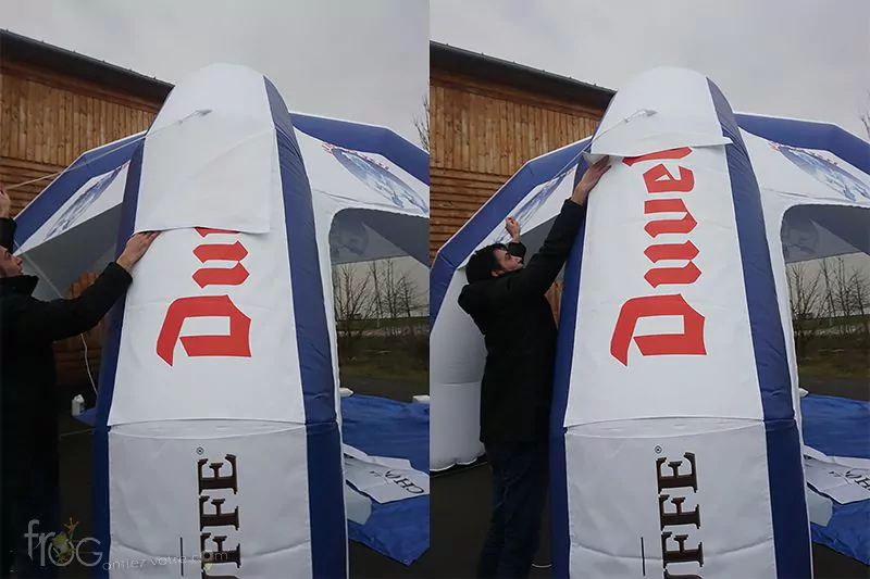 Impression sur velcro pour marquage amovible d'une tente gonflable
